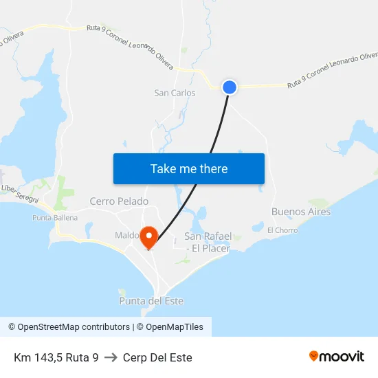 Km 143,5 Ruta 9 to Cerp Del Este map