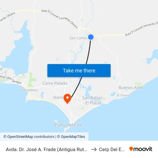 Avda. Dr. José A. Frade (Antigua Ruta 9) to Cerp Del Este map