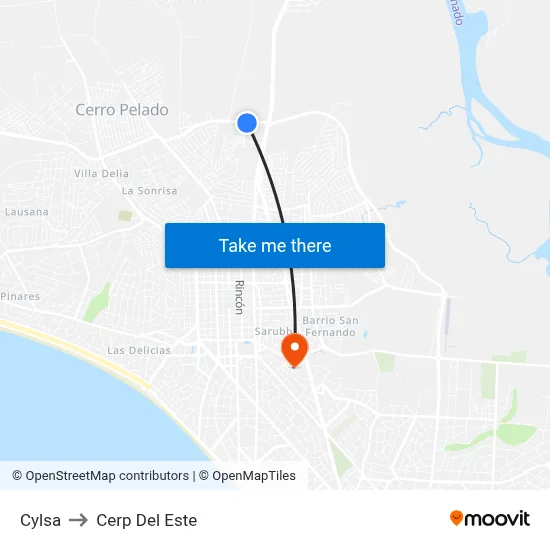 Cylsa to Cerp Del Este map