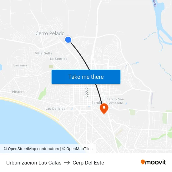 Urbanización Las Calas to Cerp Del Este map