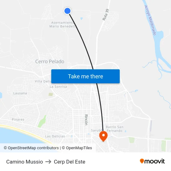 Camino Mussio to Cerp Del Este map