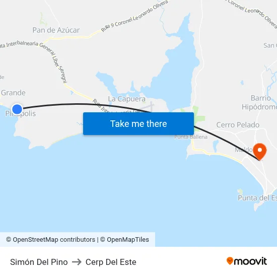 Simón Del Pino to Cerp Del Este map