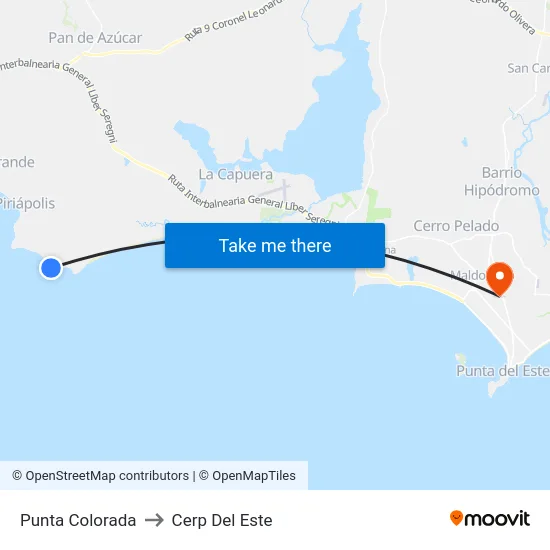 Punta Colorada to Cerp Del Este map
