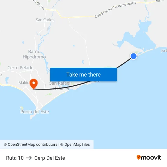 Ruta 10 to Cerp Del Este map