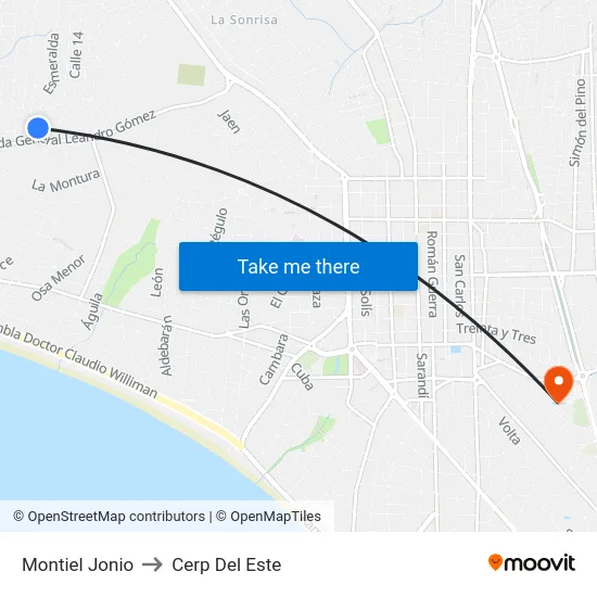 Montiel Jonio to Cerp Del Este map