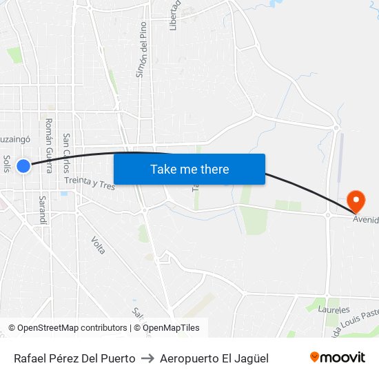 Rafael Pérez Del Puerto to Aeropuerto El Jagüel map