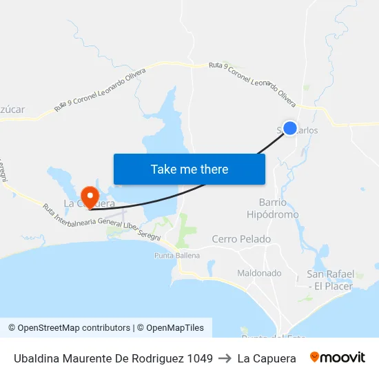 Ubaldina Maurente De Rodriguez 1049 to La Capuera map