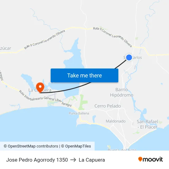 Jose Pedro Agorrody 1350 to La Capuera map