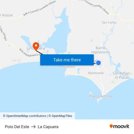 Polo Del Este to La Capuera map