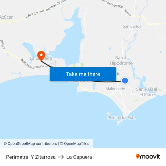 Perimetral Y Zitarrosa to La Capuera map