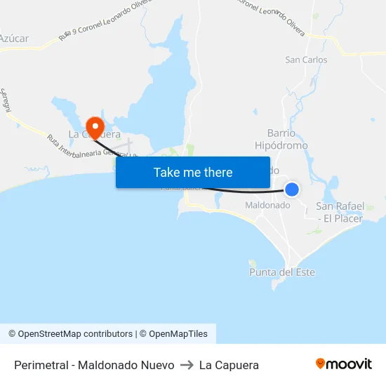 Perimetral - Maldonado Nuevo to La Capuera map