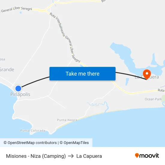 Misiones - Niza (Camping) to La Capuera map