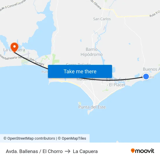 Avda. Ballenas / El Chorro to La Capuera map