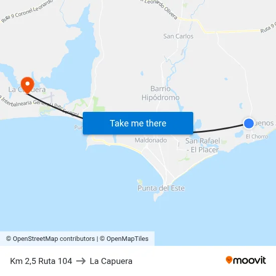 Km 2,5 Ruta 104 to La Capuera map