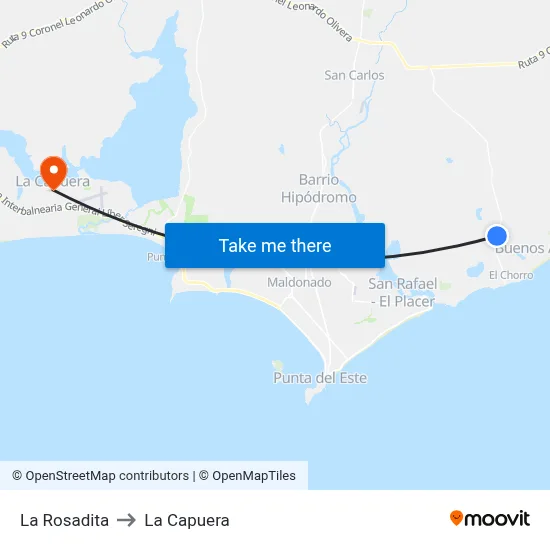 La Rosadita to La Capuera map