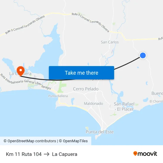 Km 11 Ruta 104 to La Capuera map