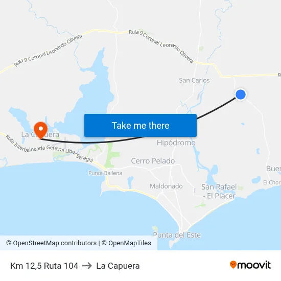 Km 12,5 Ruta 104 to La Capuera map