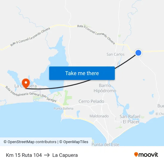 Km 15 Ruta 104 to La Capuera map