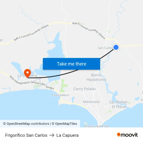 Frigorífico San Carlos to La Capuera map