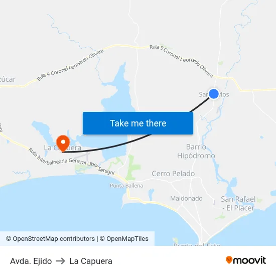 Avda. Ejido to La Capuera map