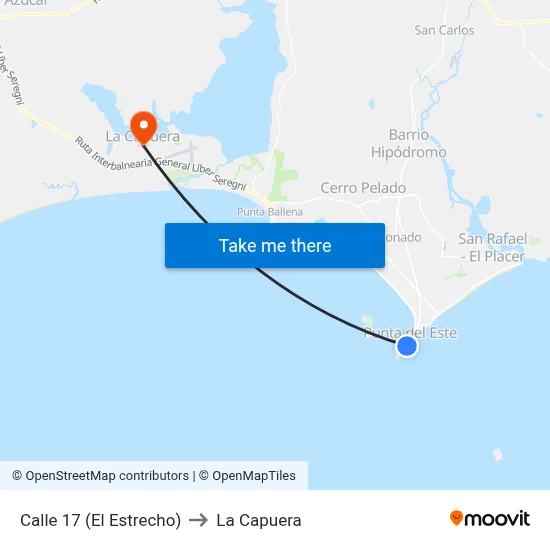 Calle 17 (El Estrecho) to La Capuera map