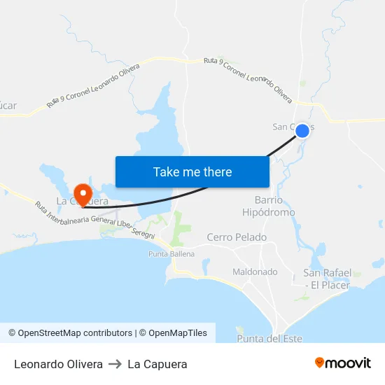 Leonardo Olivera to La Capuera map