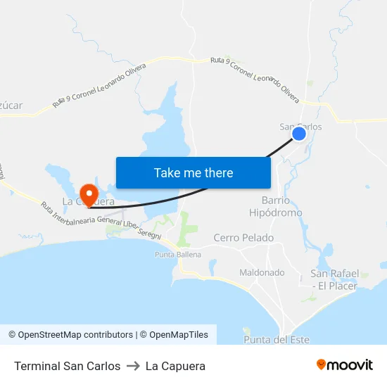 Terminal San Carlos to La Capuera map