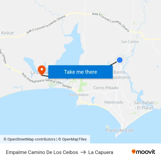 Empalme Camino De Los Ceibos to La Capuera map
