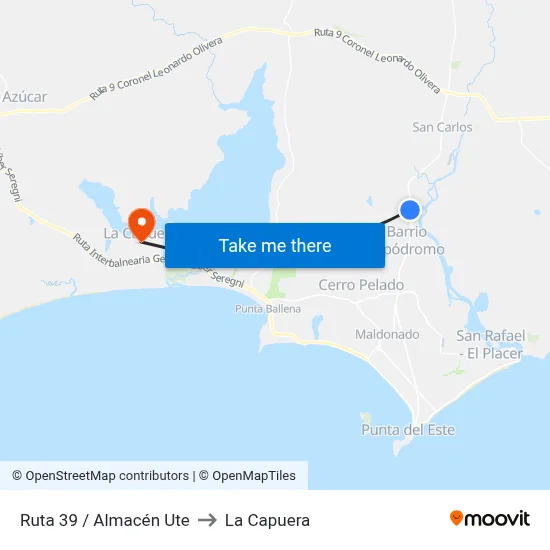 Ruta 39 / Almacén Ute to La Capuera map