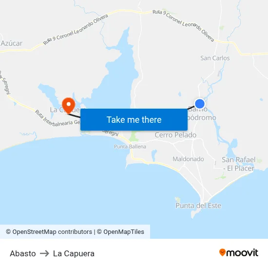 Abasto to La Capuera map