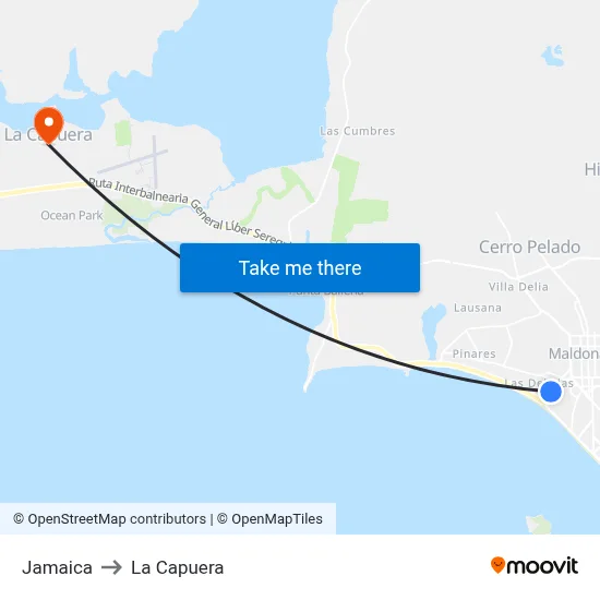 Jamaica to La Capuera map