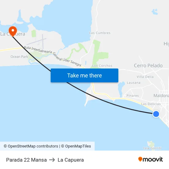 Parada 22 Mansa to La Capuera map