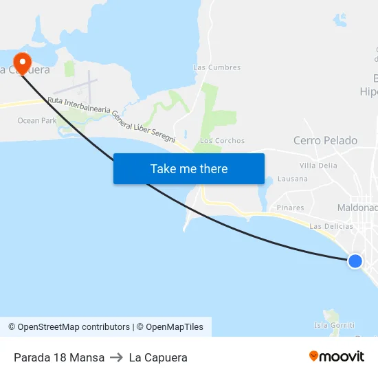 Parada 18 Mansa to La Capuera map
