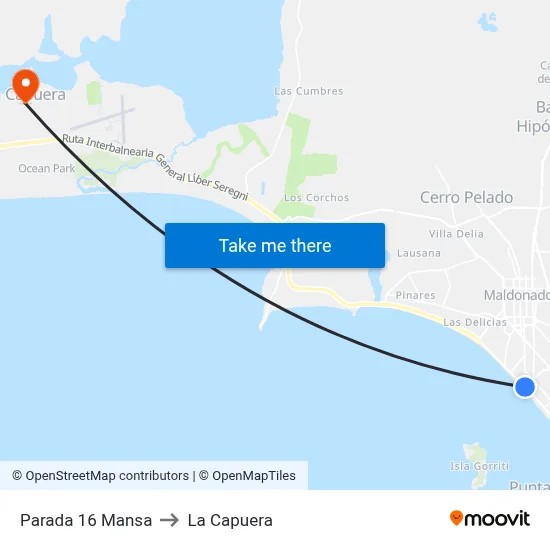 Parada 16 Mansa to La Capuera map