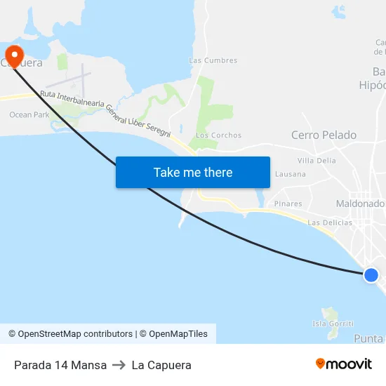 Parada 14 Mansa to La Capuera map