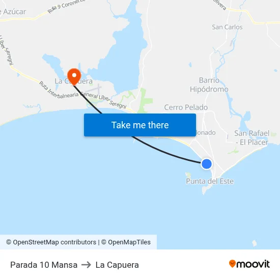 Parada 10 Mansa to La Capuera map