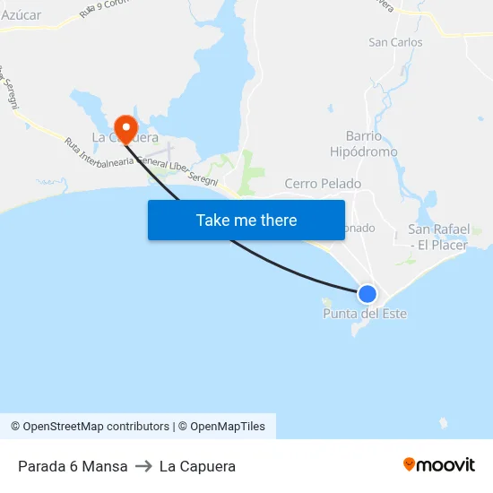 Parada 6 Mansa to La Capuera map