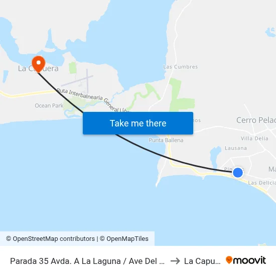 Parada 35 Avda. A La Laguna / Ave Del Paraíso to La Capuera map