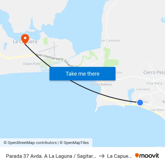 Parada 37 Avda. A La Laguna / Sagitario to La Capuera map