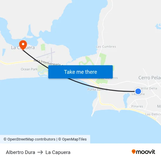 Albertro Dura to La Capuera map