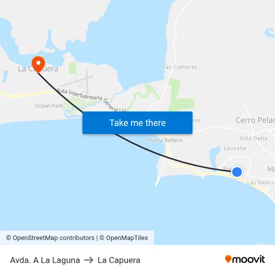 Avda. A La Laguna to La Capuera map