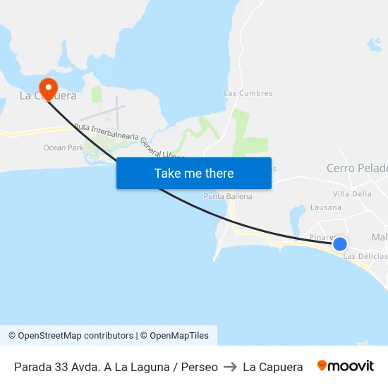 Parada 33 Avda. A La Laguna / Perseo to La Capuera map