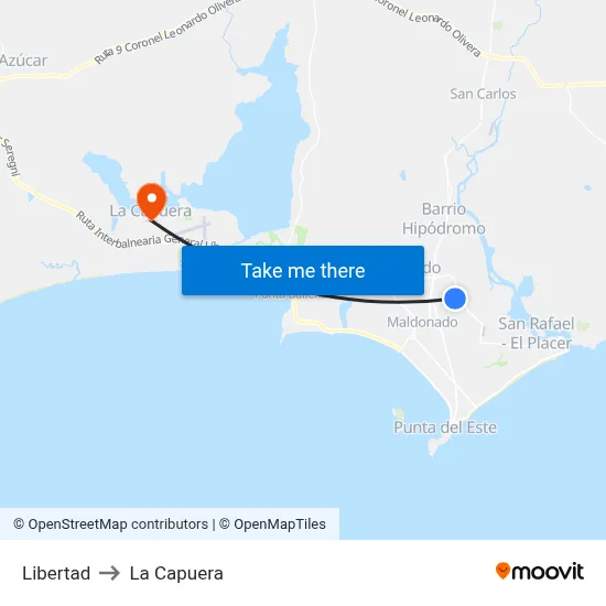 Libertad to La Capuera map
