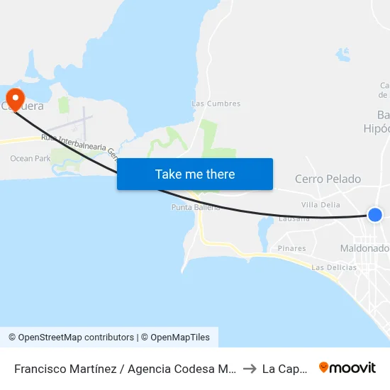 Francisco Martínez / Agencia Codesa Maldonado to La Capuera map