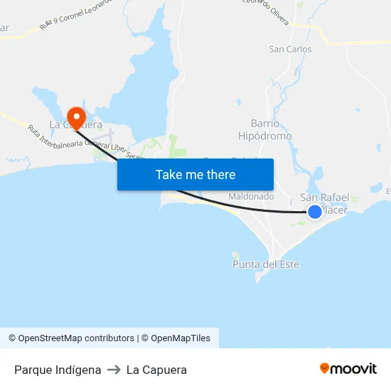 Parque Indígena to La Capuera map