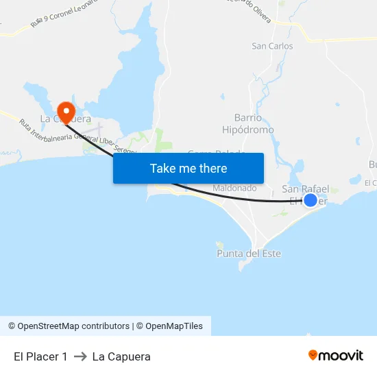 El Placer 1 to La Capuera map