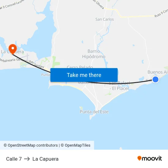 Calle 7 to La Capuera map