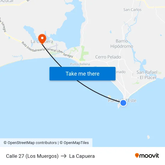 Calle 27 (Los Muergos) to La Capuera map