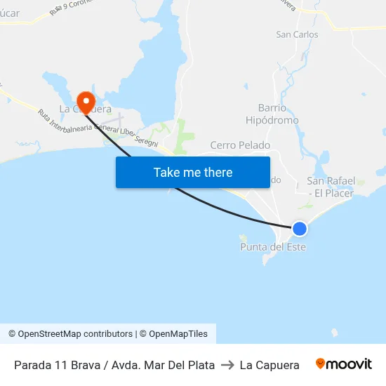 Parada 11 Brava / Avda. Mar Del Plata to La Capuera map