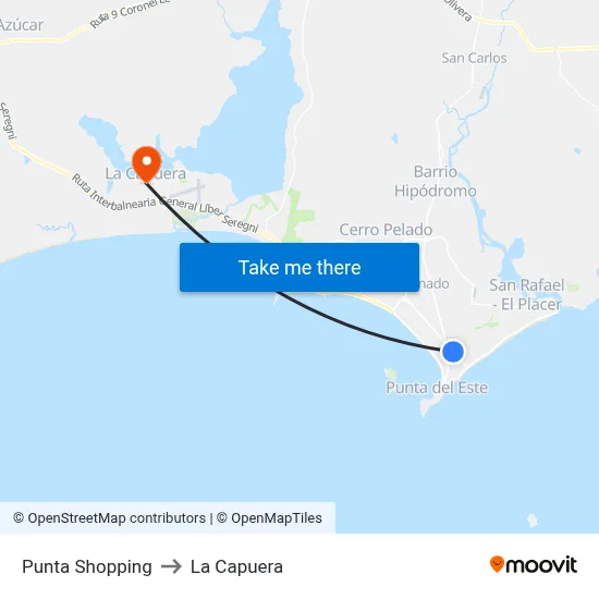 Punta Shopping to La Capuera map